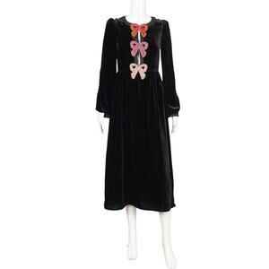 SALONI Black Velvet Bow Accent Dress Size XS